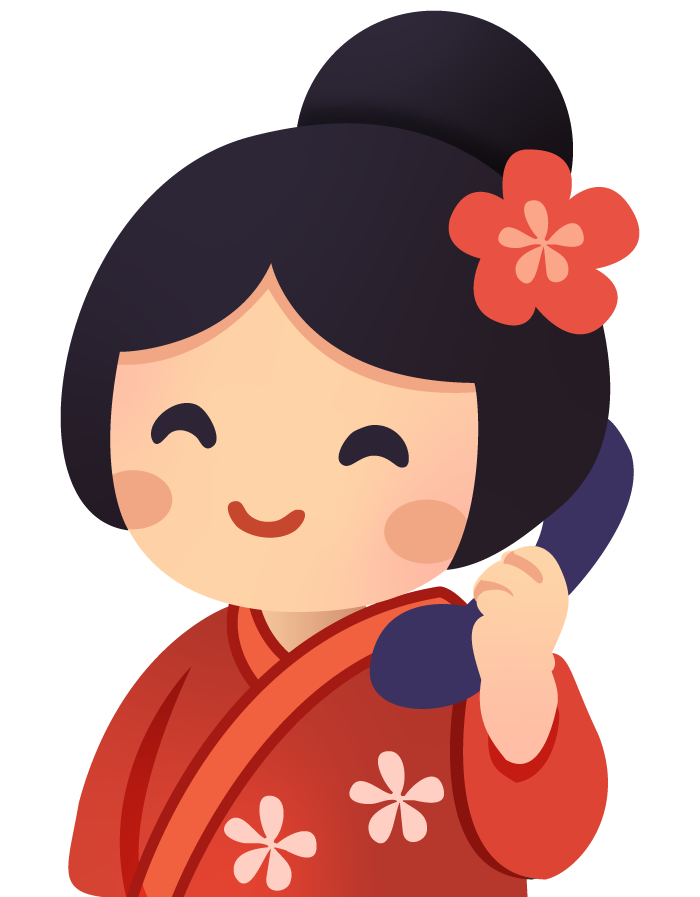 Petite chibi qui téléphone Petite représentation chibi kawaii de Lily, la gérante de Little Little épicerie à Morlaix